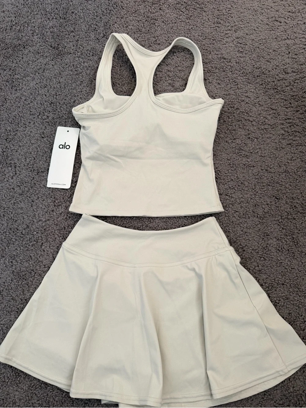 alo cream Tank and Skirt Set